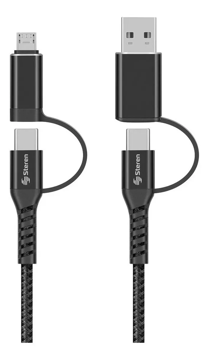 Cabo 4 em 1, USB/USB C para Micro USB/USB C, 1M | Usb-4711