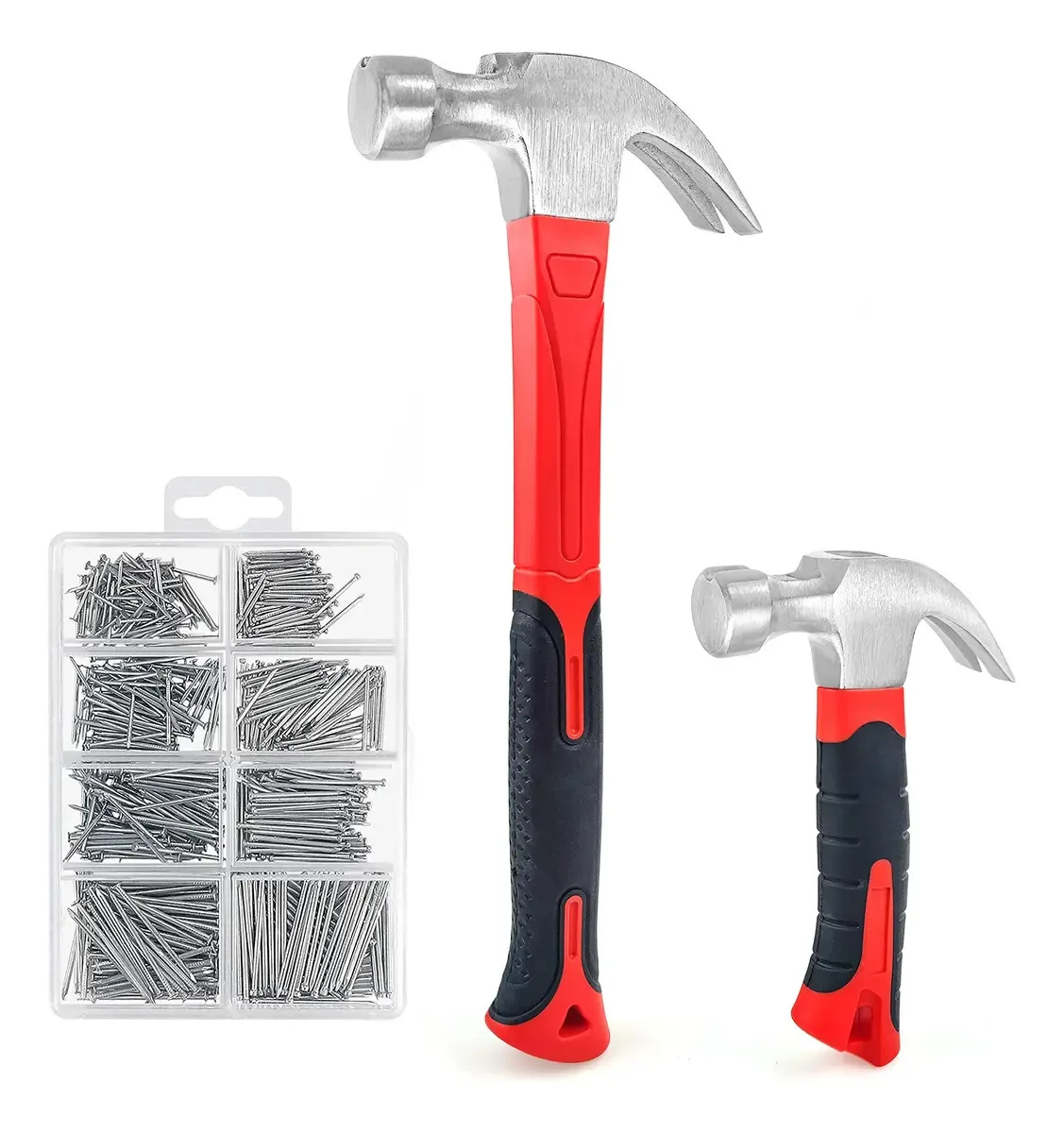 Conjunto de martelo de 2 peças com kit de pregos de 560 peças