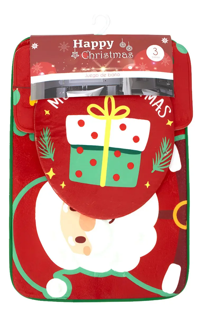 Conjunto de banheiro com decoração de Natal - vermelho