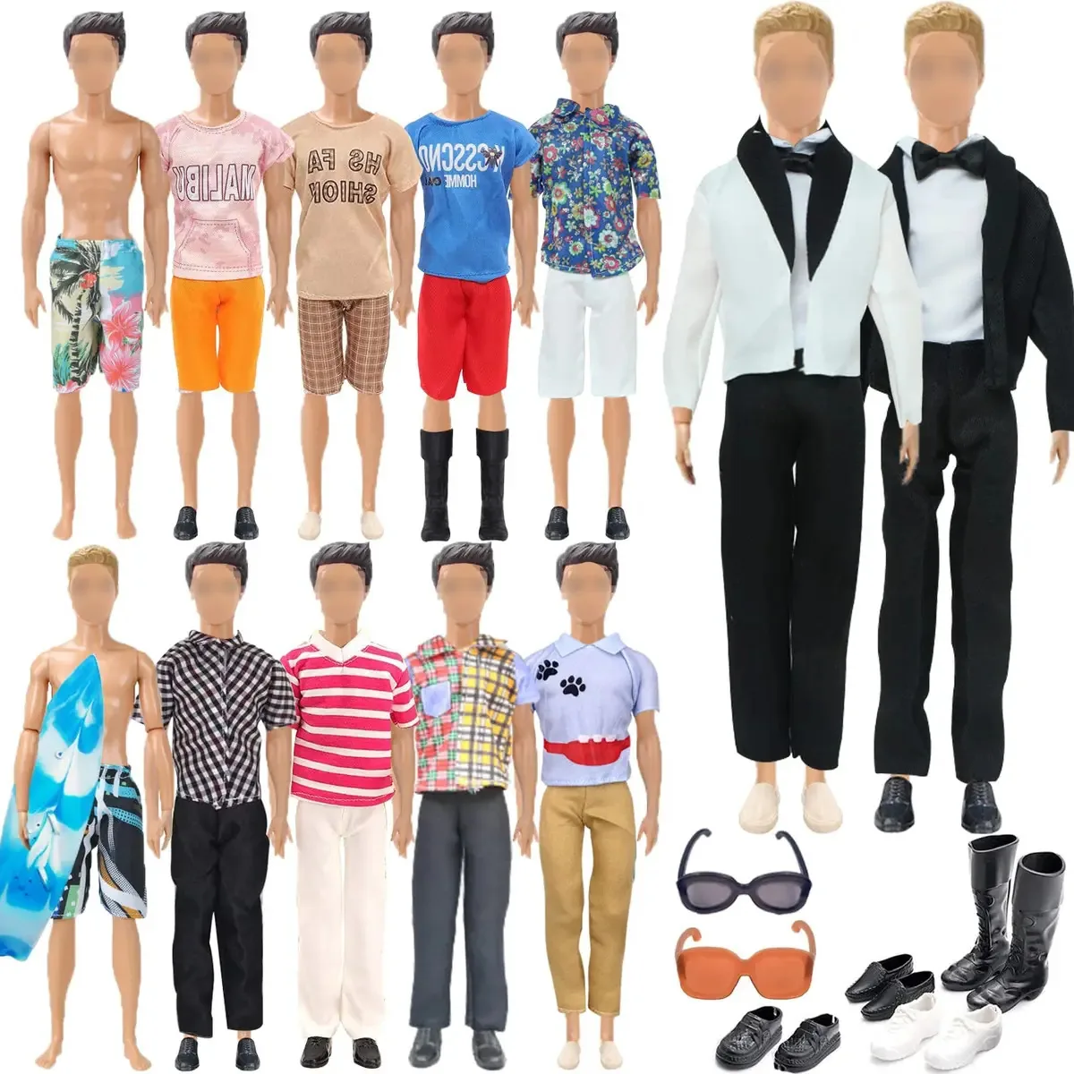 19 peças de roupas e acessórios feitos à mão para bonecas