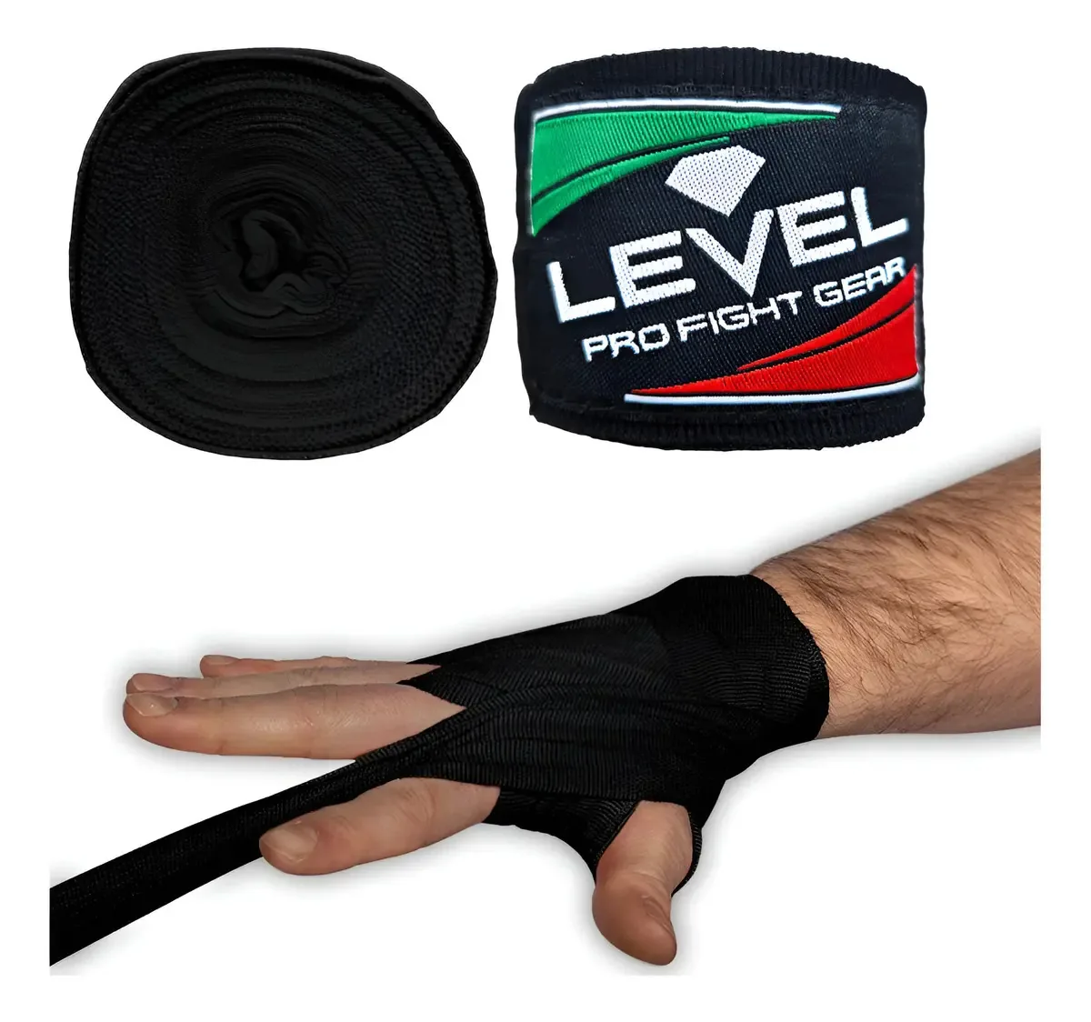 Bandagens de boxe de 4,5 metros de velcro Thumb Hoop Box Level Color Black