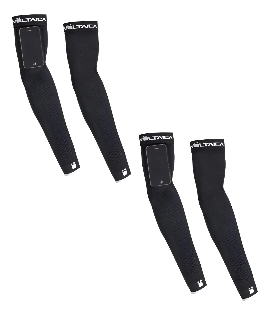 Conjunto Voltaica Vd0015, 2 pares de mangas esportivas de compressão de braço, cor preta, tamanho M-g