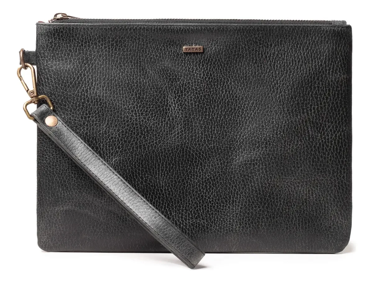 Bolsa feminina Bolsa feminina Yayas Leather Hand Clutch, cor preta