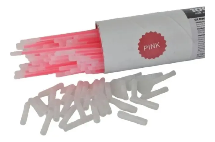 100 pulseiras de néon Premium Glow Chalume 12 horas rosa