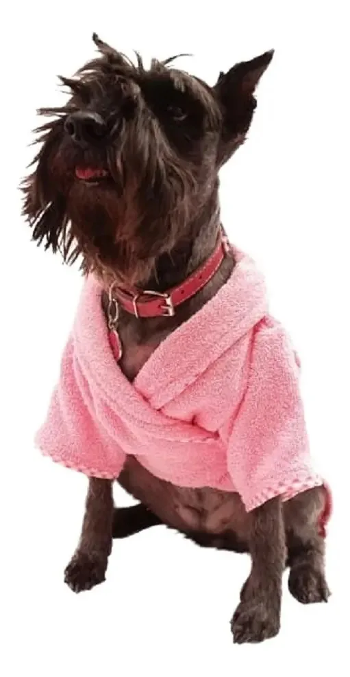 Bata Baño p/Perro S Bubble Coat Rosa Algodón Pet Pals