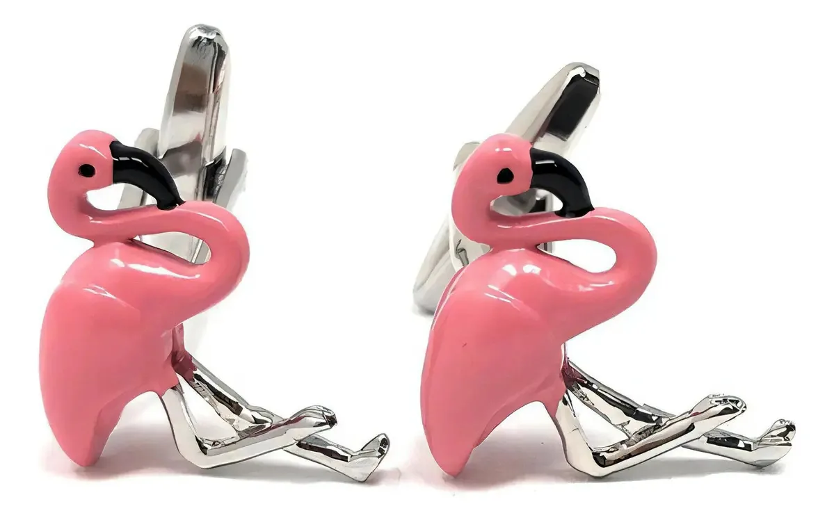 Abotoaduras de design original para homens Sarosa Flamingos Pink