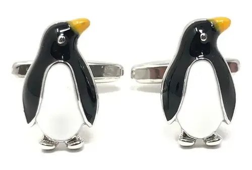 Abotoaduras modernas para pinguins coloridos masculinos Sarosa Designs