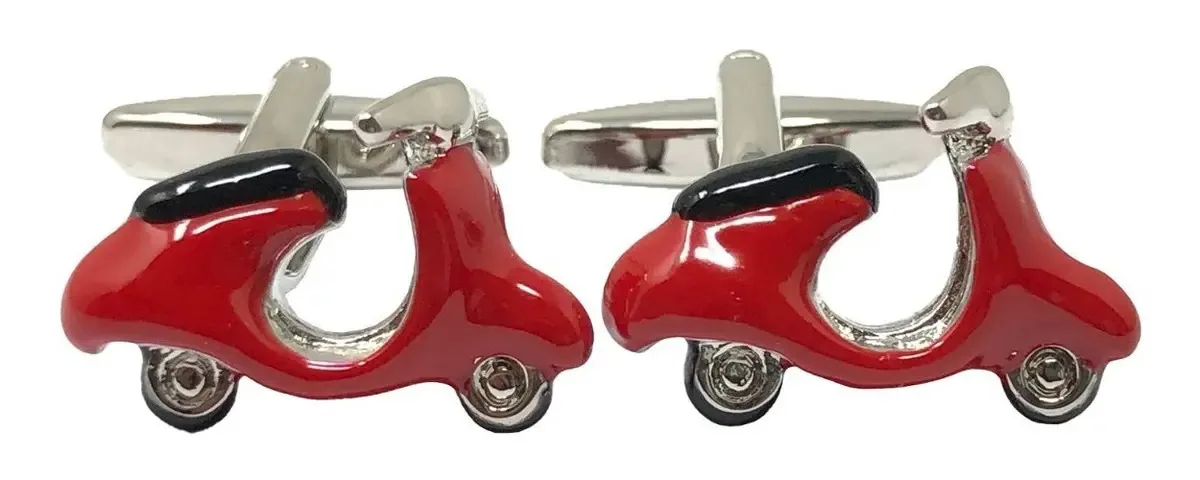 Abotoaduras duplas de design original para homens, motocicleta Sarosa, cor vermelha