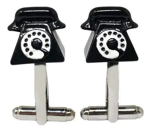 Abotoaduras duplas de design original para homens Sarosa Color Black Phone