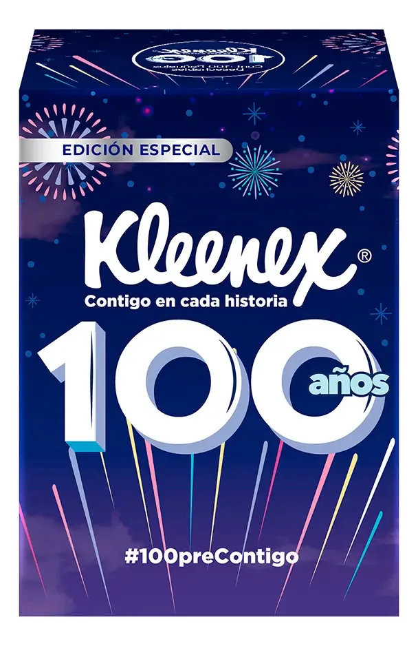 Lenços Kleenex Edição de Aniversário Tripla Camada 100 Peças Azul