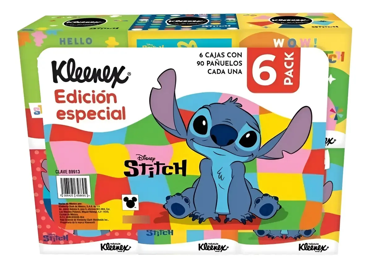 Lenços Descartáveis Kleenex Disney Stitch 6 Caixas Com 90un Cor Multicolor
