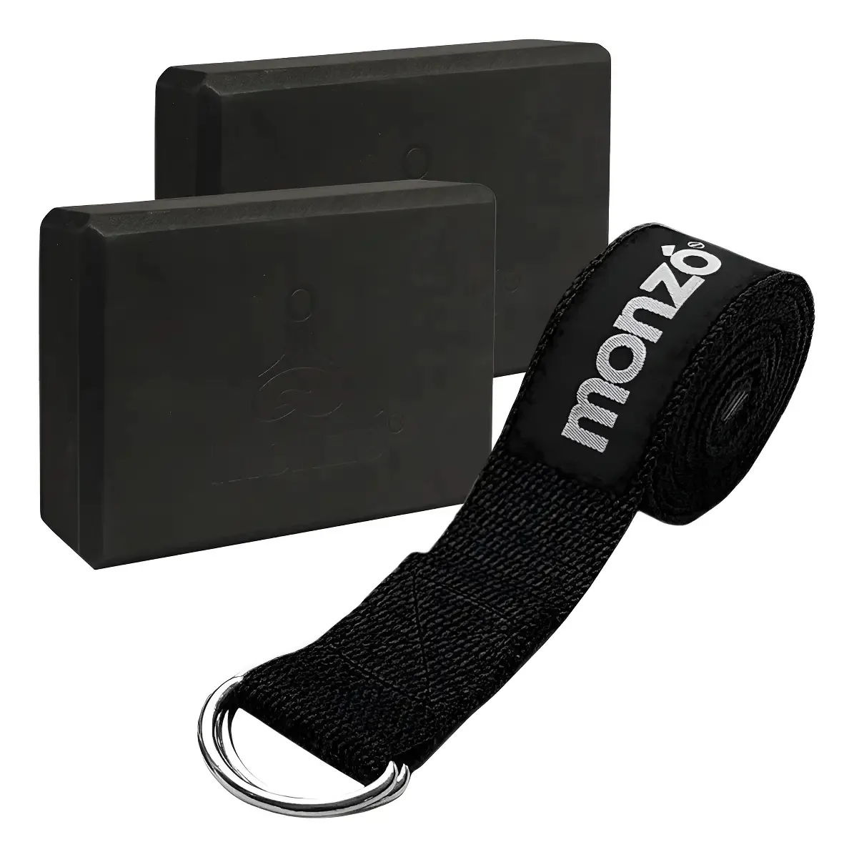 Bloco para pilates e ioga Monzón 2 YOGA BLOCK + STRAP preto x 3 unidades