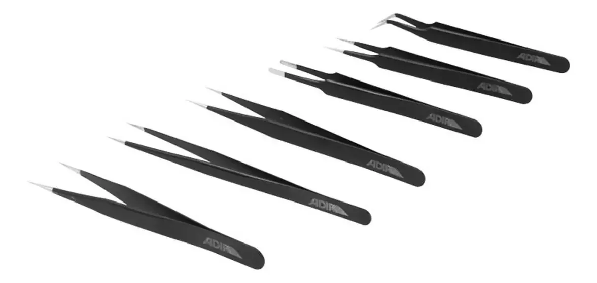 Conjunto de 6 pinças/pinças antiestáticas antimagnéticas Adir