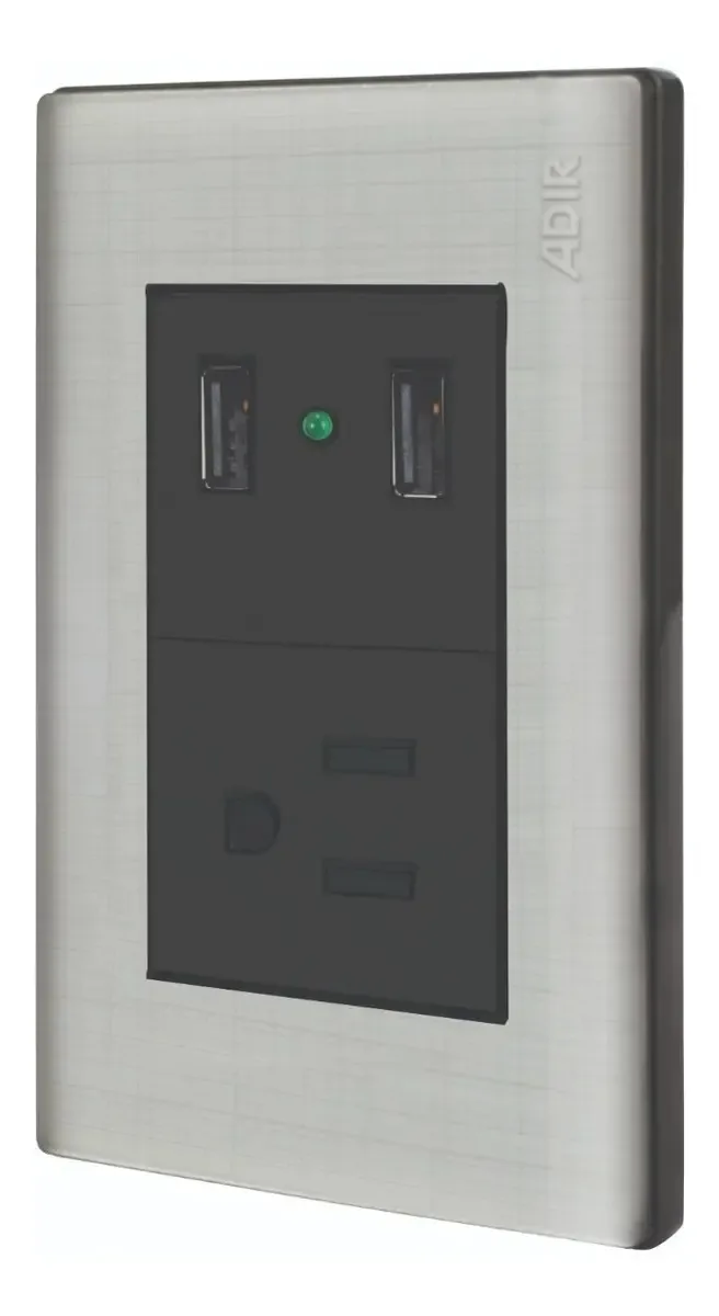 Placa de aço inoxidável 1 contato e 2 entradas USB Adir 9822 Cor 52049