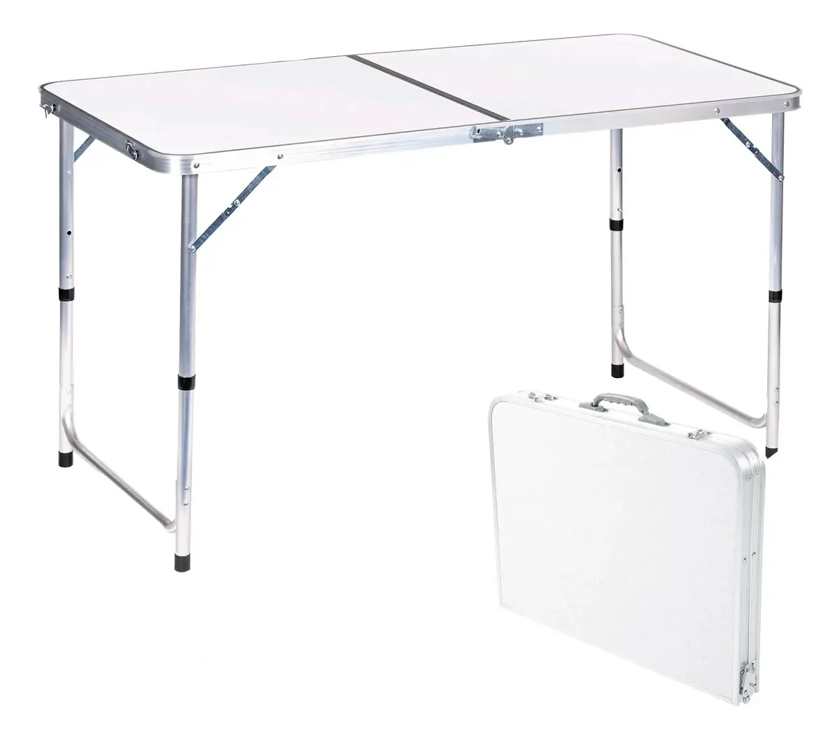 Mesa de portfólio dobrável de 120 cm, portátil, jardim, branca, branca