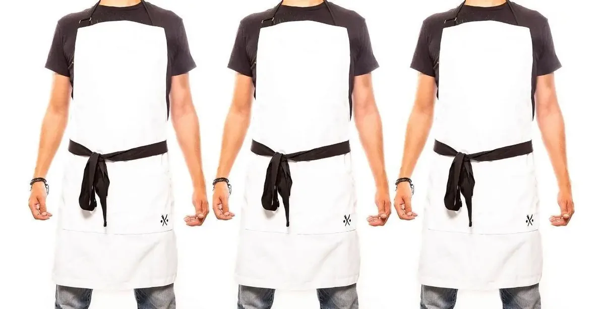 Pacote com 3 aventais de gabardine para Chef Restaurant White
