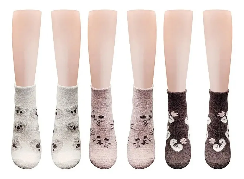 3 pares de meias femininas para aquecedores de inverno — Onda Shop, cor marrom, tamanho único