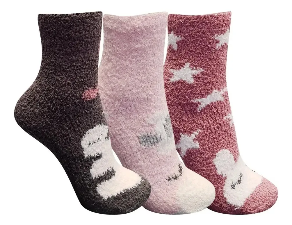 3 pares de meias femininas para aquecedores de inverno — Onda Shop, cor rosa, tamanho único