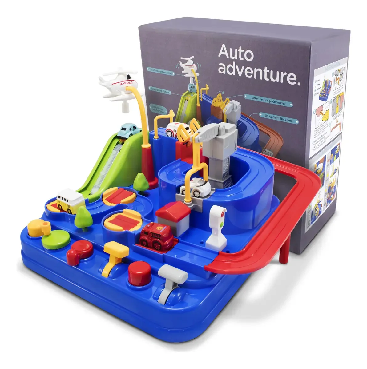 Brinquedo de corrida de aventura Car Track para crianças azul