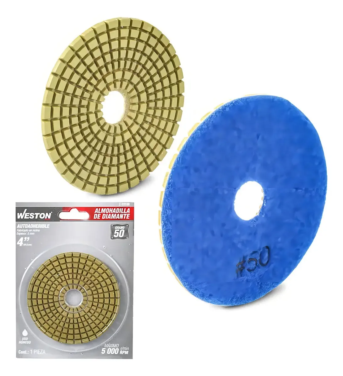 Almofada de polimento de diamante Weston Z-19100 4" G50 azul