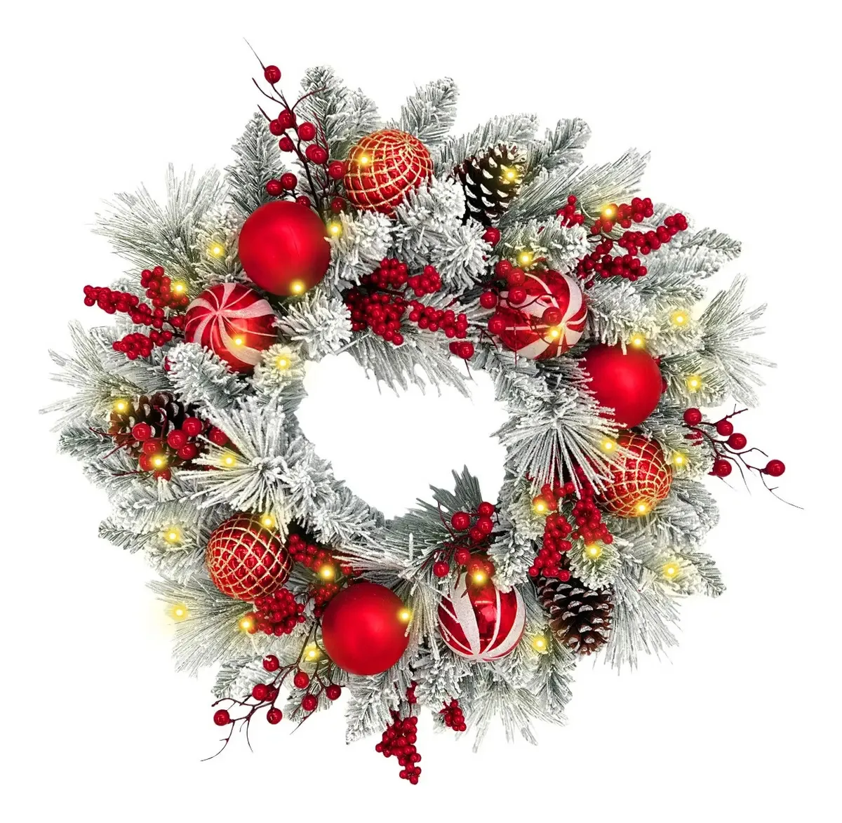 Coroa de Natal de 60 cm com acessórios e luzes LED | Artego Color Jingle
