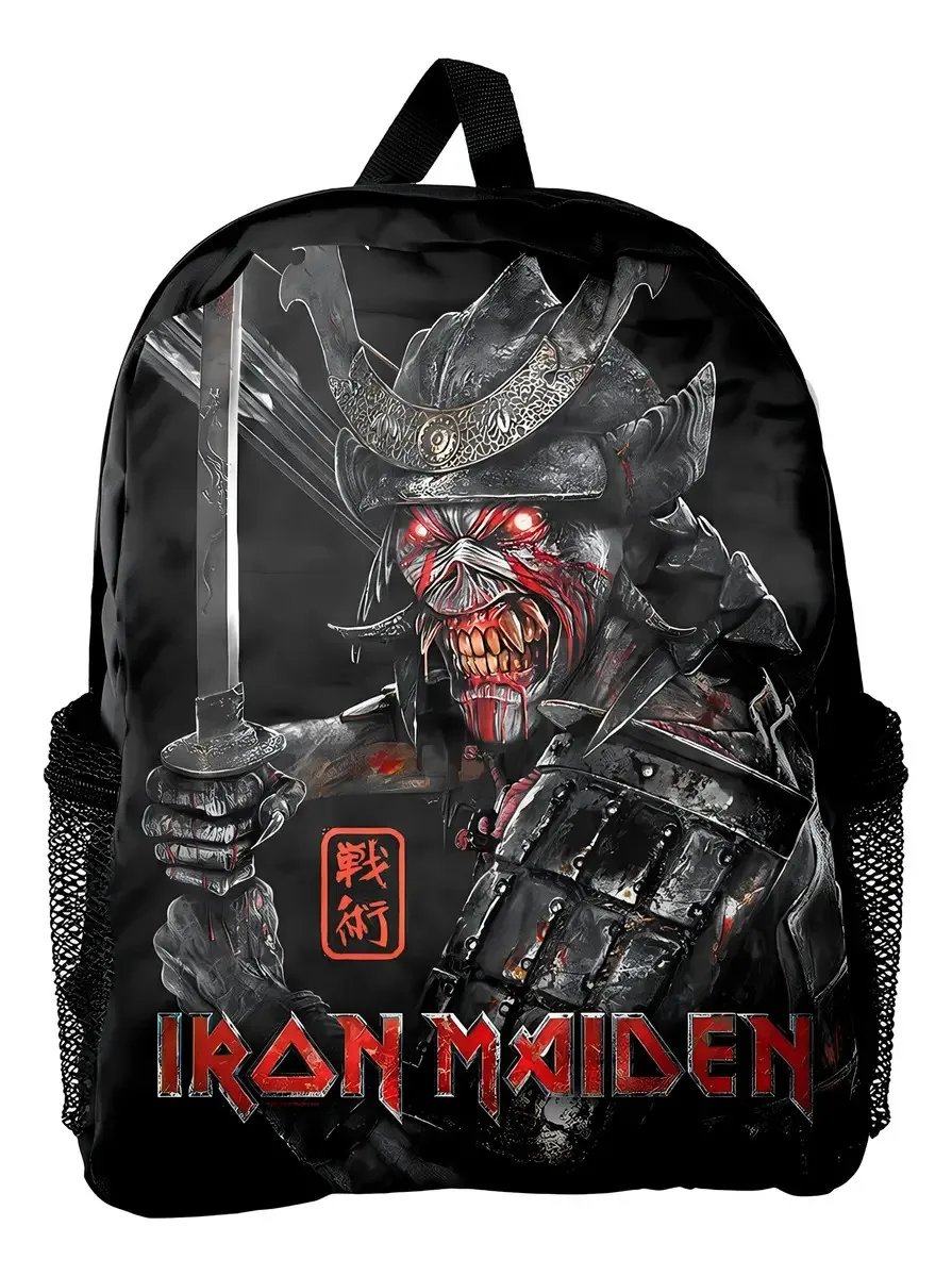 Licenças de mochila escolar Toxic Mougi1401tt Color Black Iron Maiden Design