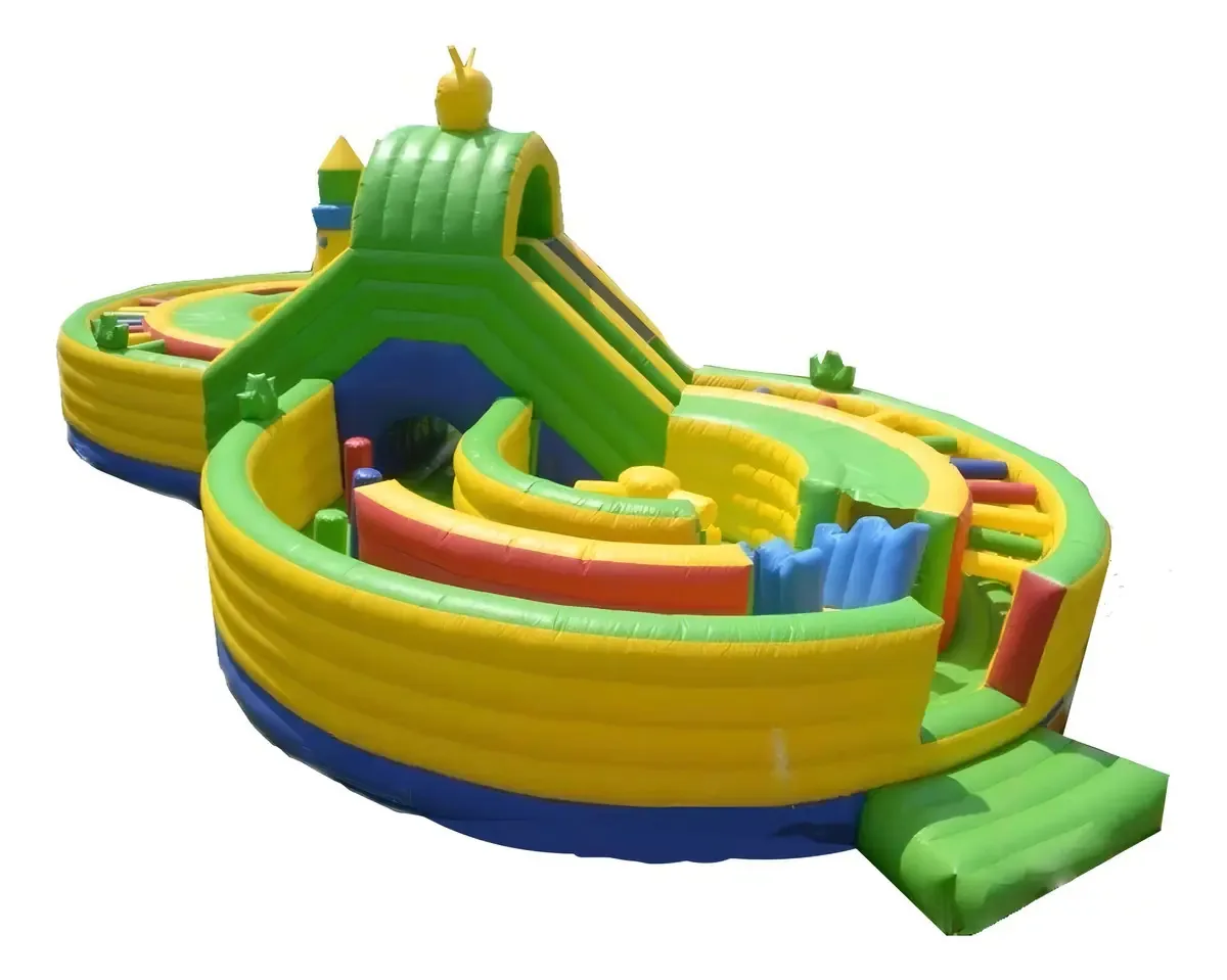 Labirinto duplo inflável gigante de brincolina The Maze Color: verde, amarelo