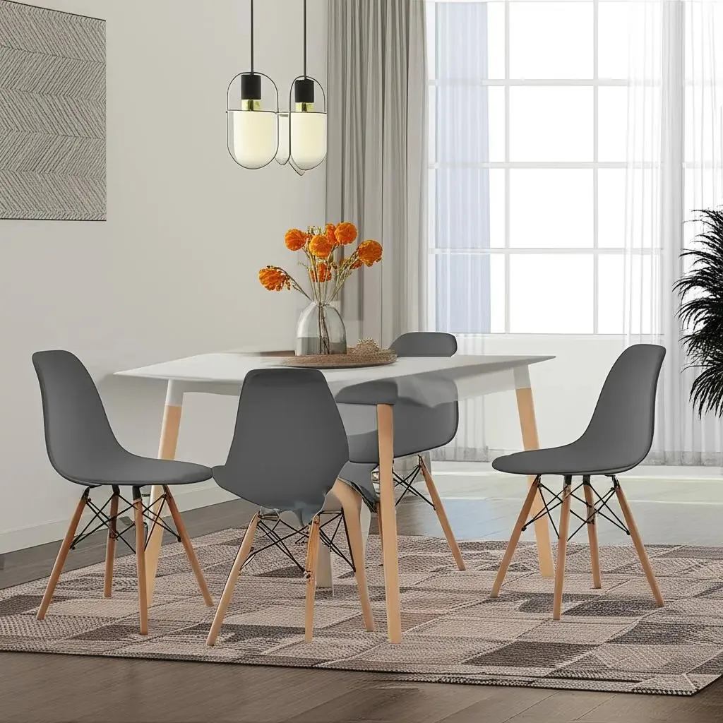 Mesa de Jantar Retangular com 4 Cadeiras Skiptvet Branco e G