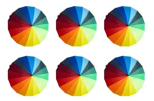 Guarda-chuva multicolorido semiautomático Rainbow 6 unidades