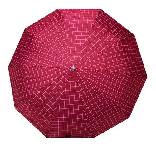 Guarda-chuva escocês automático resistente vermelho, guarda-chuva de bolso