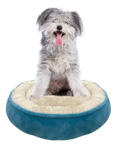 Cama para cães de estimação, média macia, anti-stress, azul, 55 cm