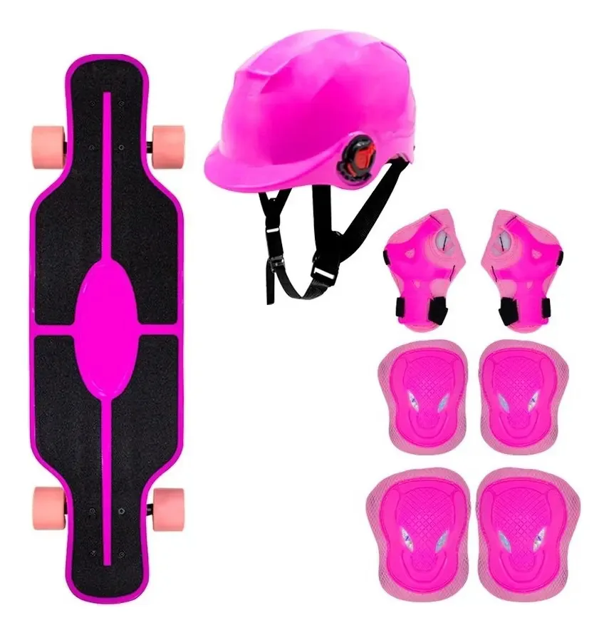 Skate de longboard de plástico para jovens, capacete de 78 cm e cor de proteção: roxo