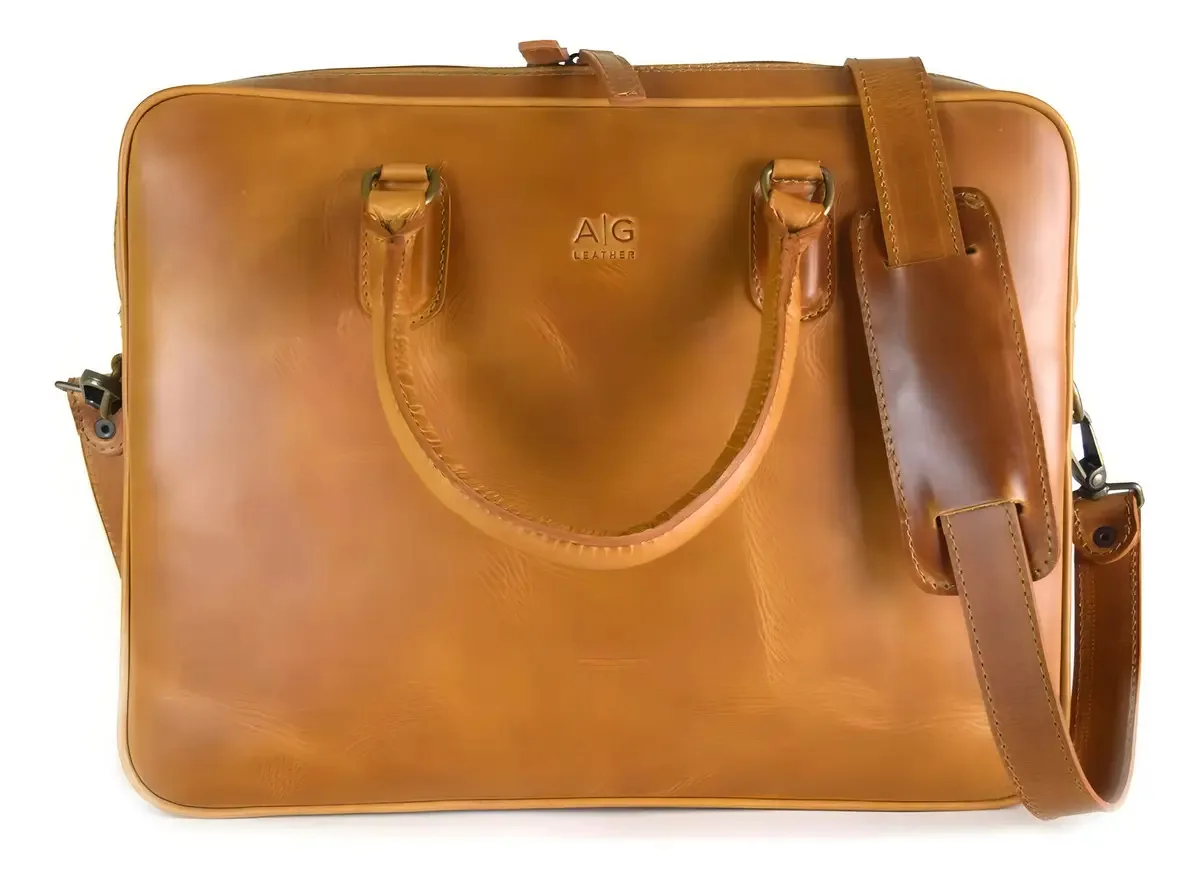Capa para laptop AG Leather Smooth, marrom claro