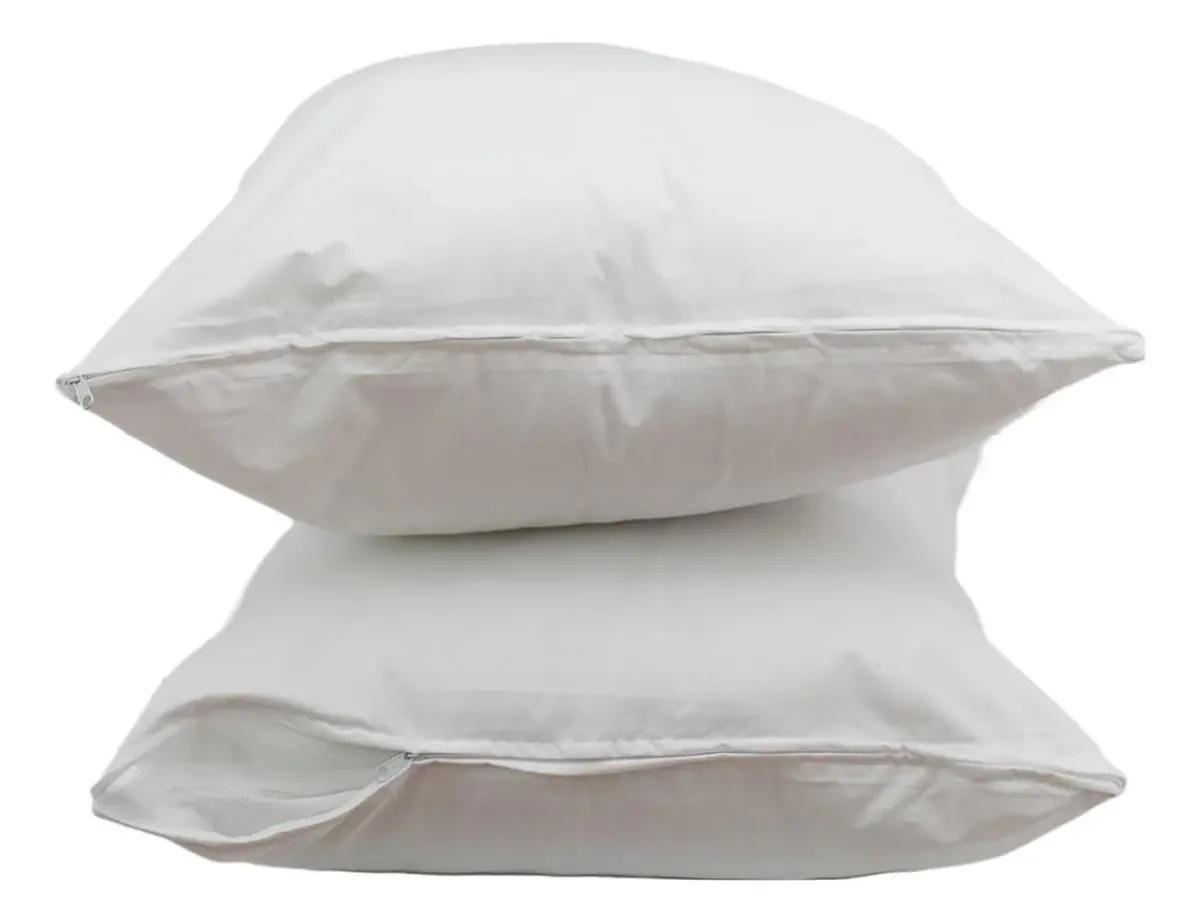 Conjunto de 2 travesseiros Almoda Standard Pellón e 2 capas brancas e brancas
