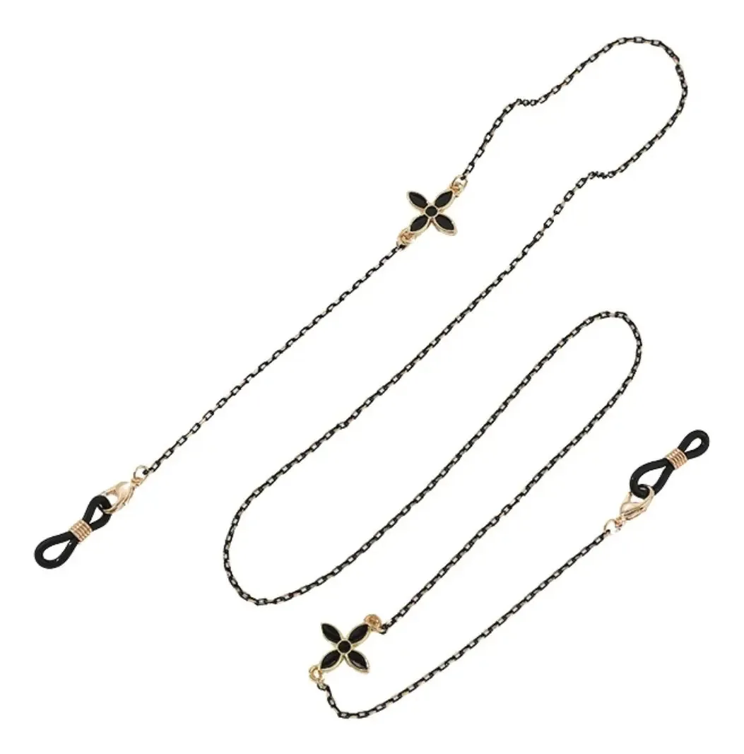 A elegante corrente de colar contém lentes e capas faciais, cor moderna, preto