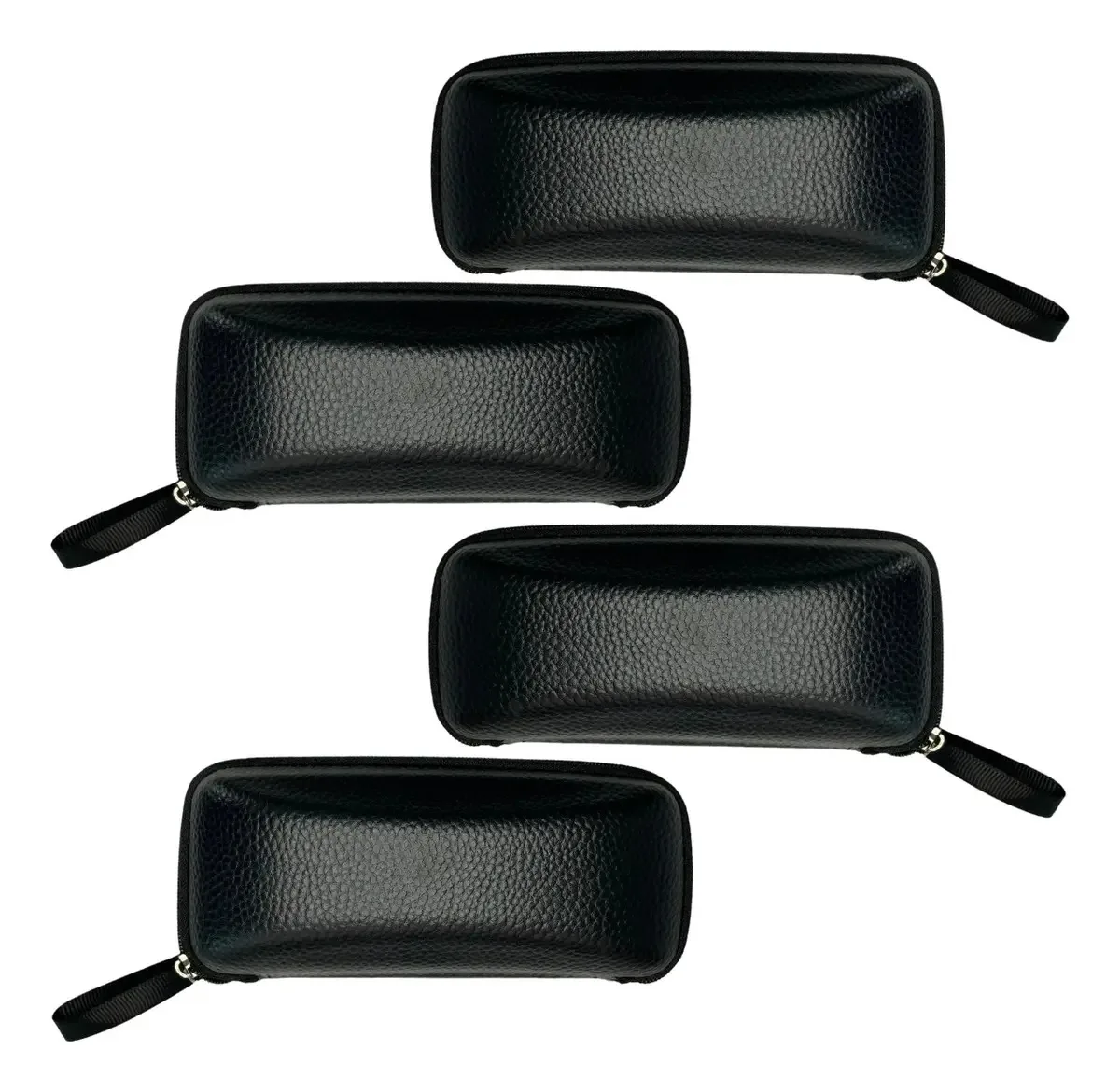 Estojo grande para lentes semirrígidas com 4 peças e microfibras, cor preta