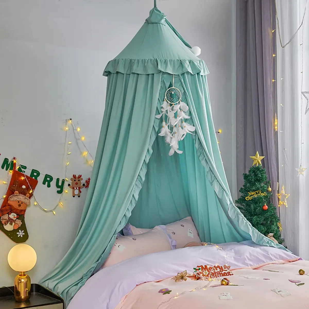 Decoração de toldo de cama com cúpula redonda Princess Mosquito Net