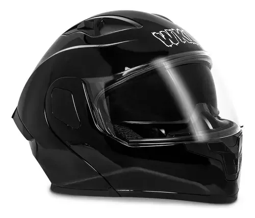 Capacete de motocicleta Certificado Dot Dobrável Capacete de Motocicleta Wkl Ch-103 Color Glossy Black Capacete Tamanho M