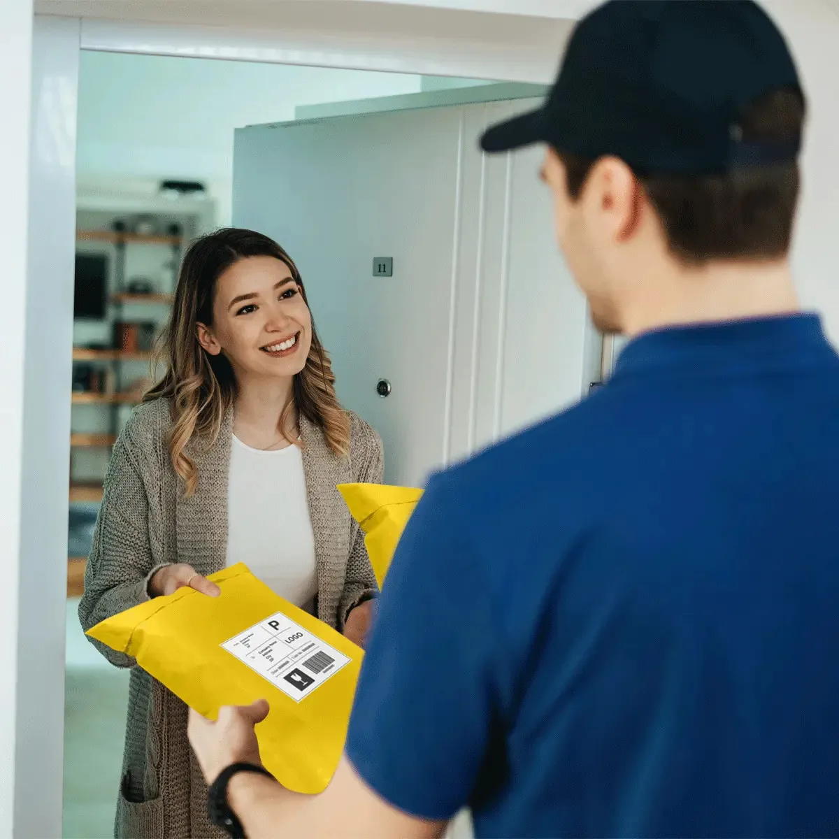 200 sacos e envelopes, embalagem premium de comércio eletrônico, 26x17, cor: amarelo
