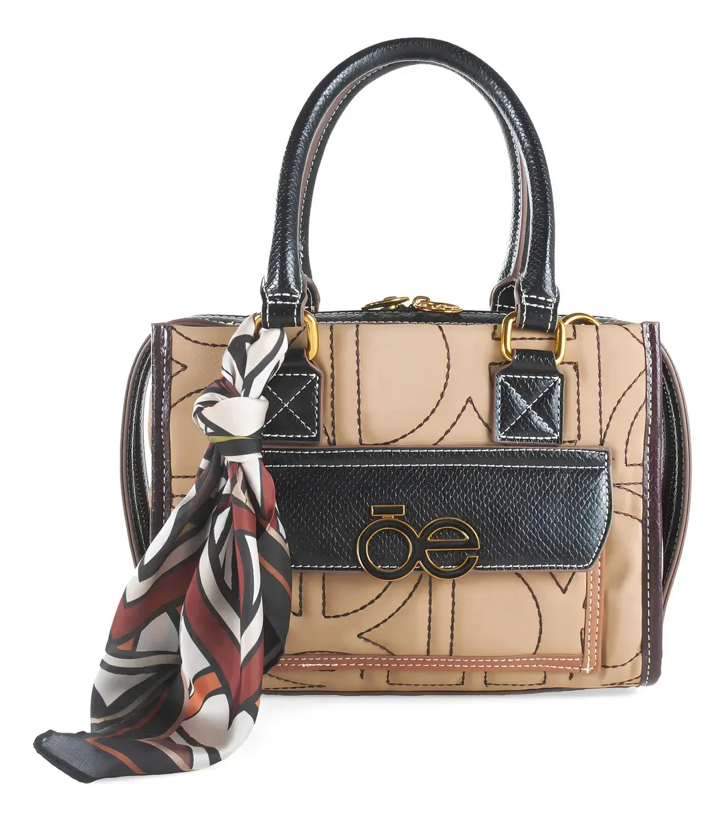 Bolsa Cloe para mulheres e meninas, têxtil com cor de rímel, marrom claro