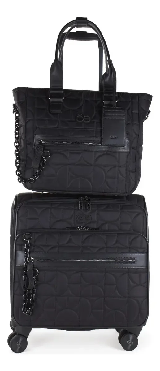 Bagagem vertical de viagem unissex Cloe 20 e sacola cor preta