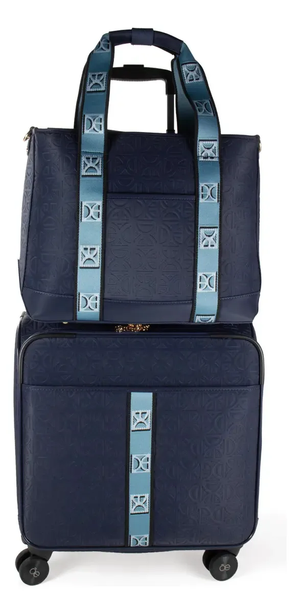 Bagagem vertical de viagem unissex e sacola de alça longa, cor azul marinho