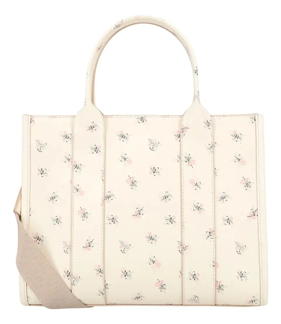 Bolsa feminina Minnie W Capsule Beige HBNishi4cw Hardware Finish, dourado, design gráfico de tecido