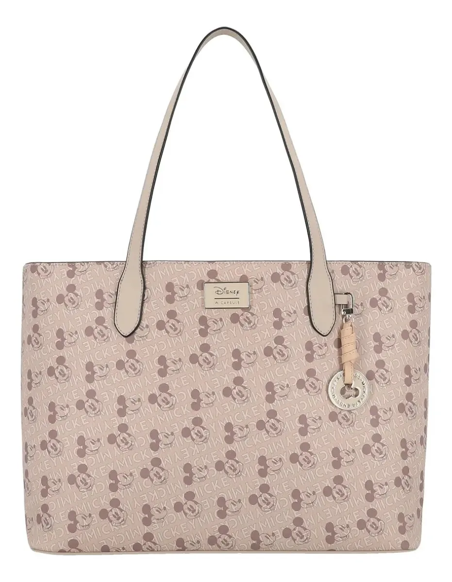 Sacola para mulheres Mickey W Capsule Beige HBMUellery3cw Hardware Finish Níquel Design de tecido gráfico