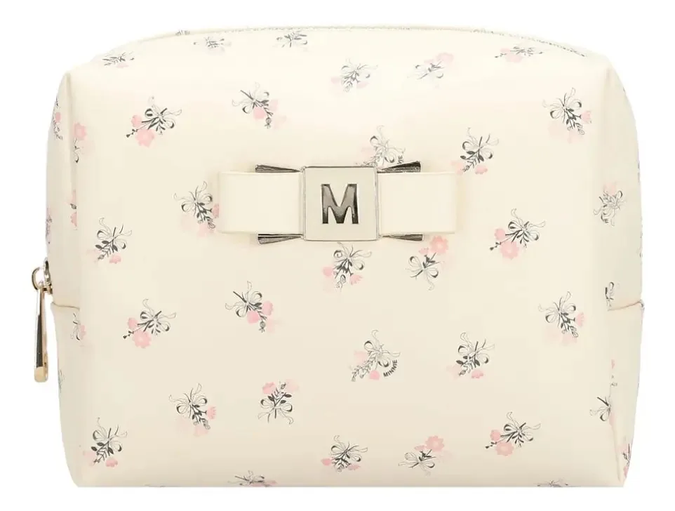 Bolsa de cosméticos feminina Minnie W Capsule Beige ACSIMCOE38CW com design gráfico de tecido