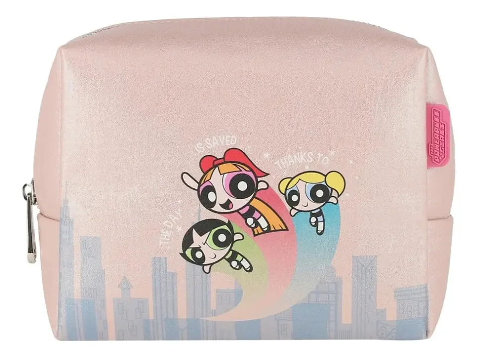Capa cosmética feminina Powerpuff Girls Wcapsule Pink ACSIMCOE39C com design gráfico de tecido