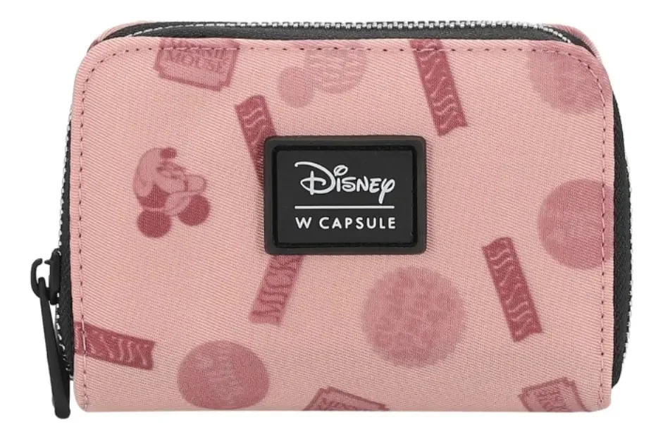 Carteira feminina Mickey W Capsule rosa claro HBGarrosh15cw com design gráfico de tecido