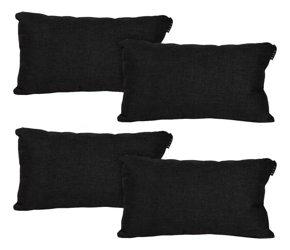 4 almofadas de cintura retangulares Dicasa Belu Delta Black