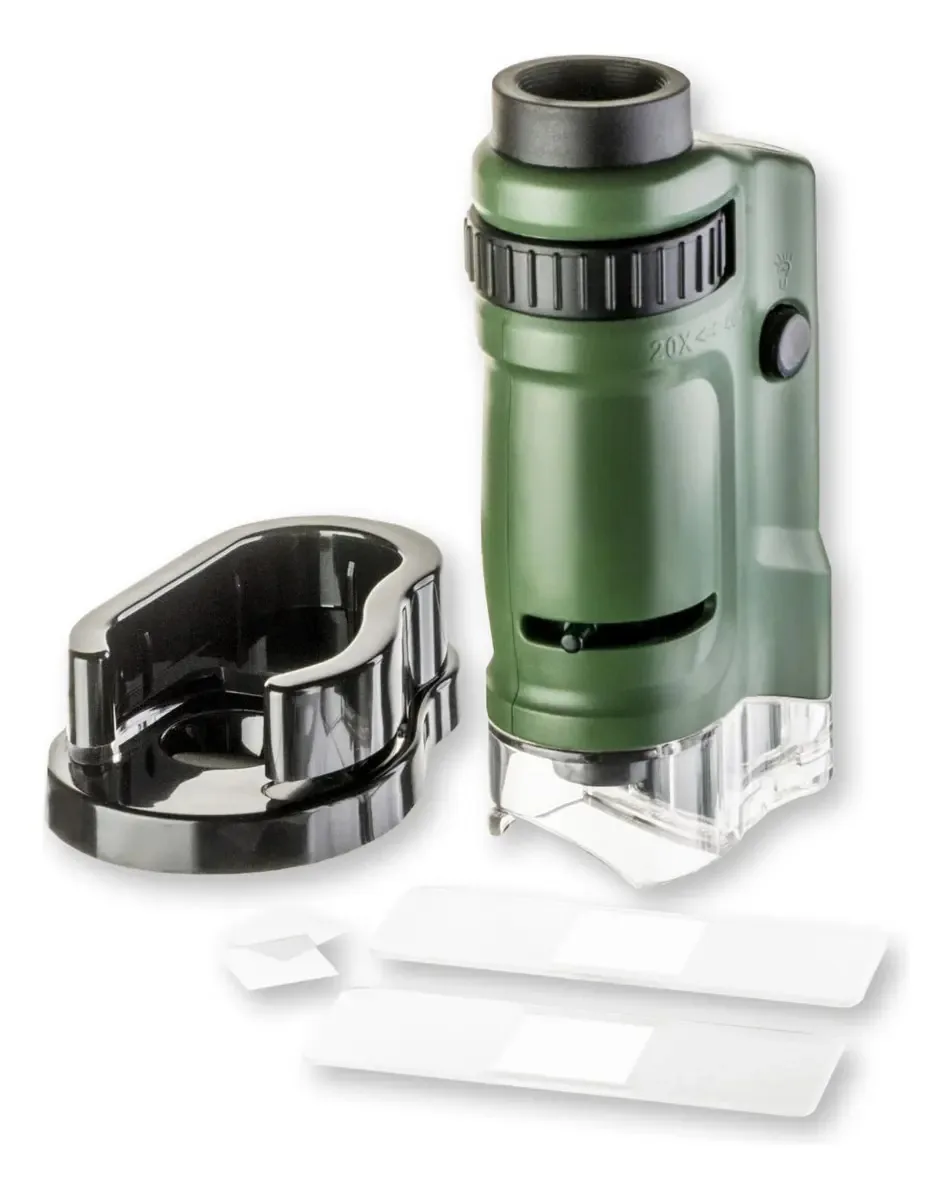 Microscópio de bolso 20x-40x com iluminação LED