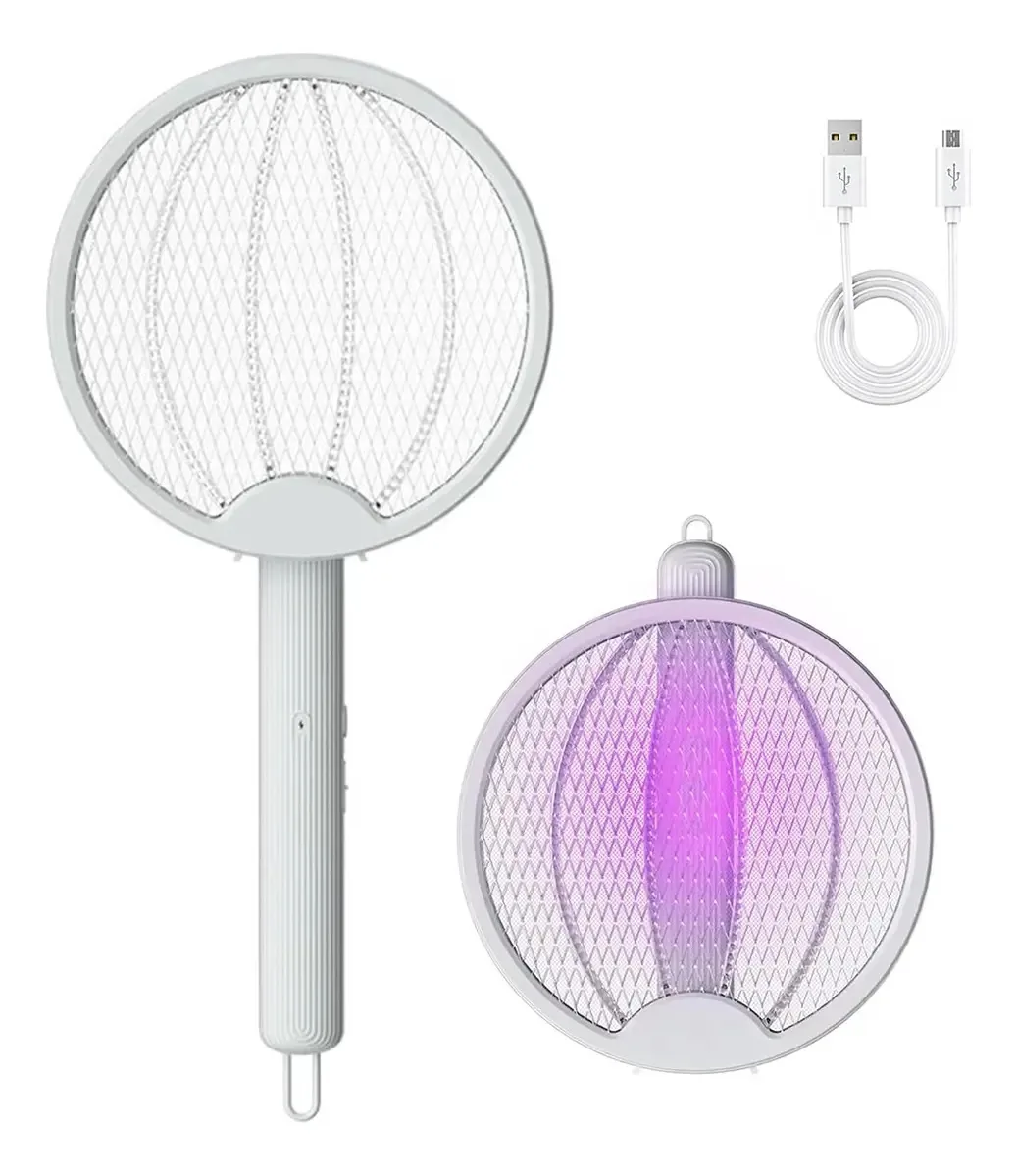 Raquete elétrica recarregável 2 em 1 NB mata insetos com luz UV USB